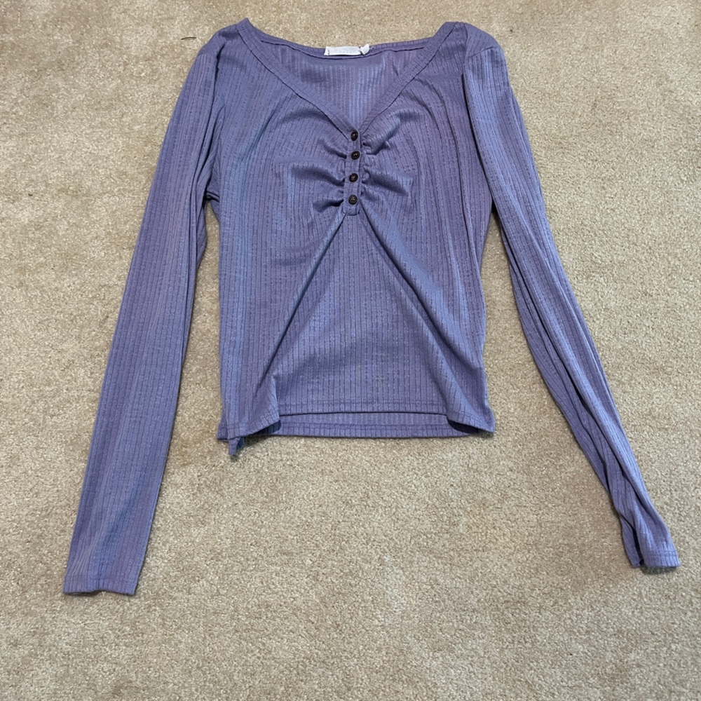 Elegant Purple Long Sleeve Top